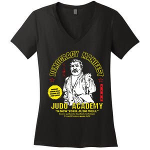 Democracy Manifest Judo Academy Funny Democracy Manifest Women's V-Neck T-Shirt