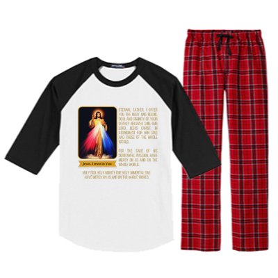 Divine Mercy Jesus Image Chaplet Novena Prayer Catholic Raglan Sleeve Pajama Set