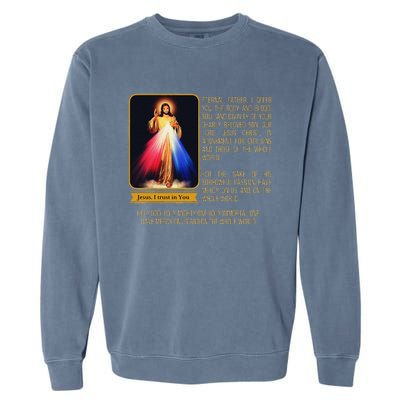 Divine Mercy Jesus Image Chaplet Novena Prayer Catholic Garment-Dyed Sweatshirt