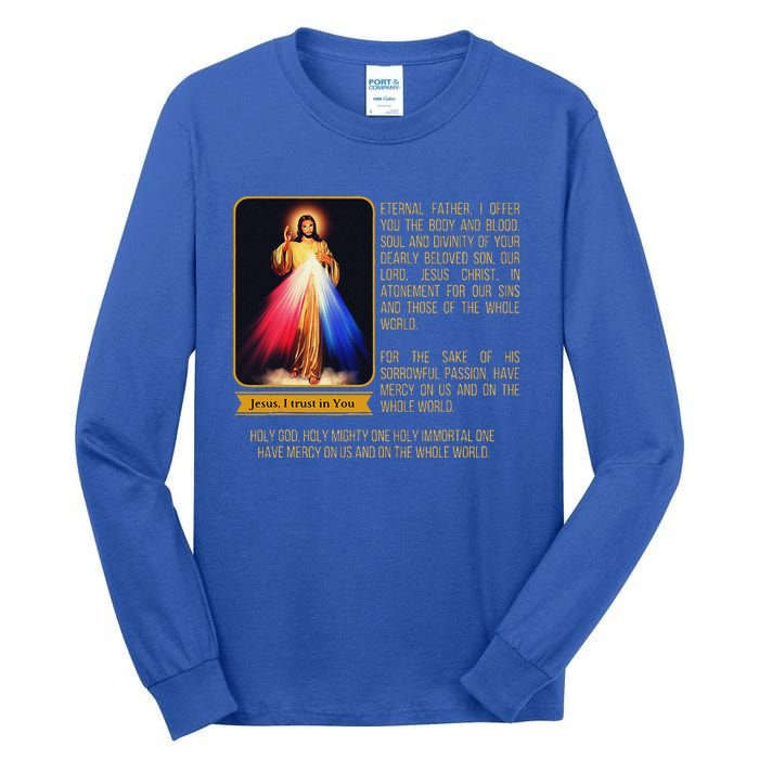 Divine Mercy Jesus Image Chaplet Novena Prayer Catholic Tall Long Sleeve T-Shirt