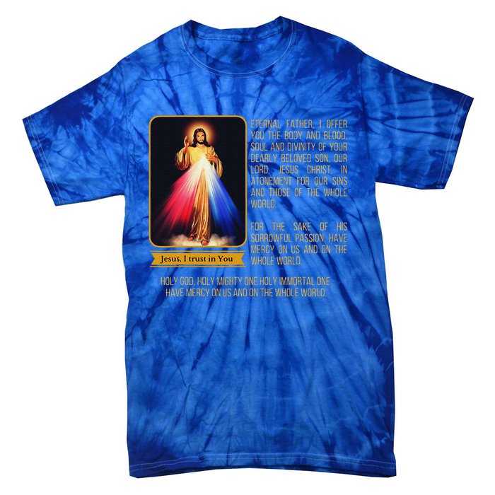 Divine Mercy Jesus Image Chaplet Novena Prayer Catholic Tie-Dye T-Shirt