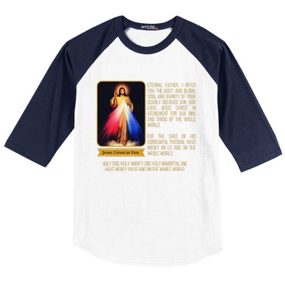 Divine Mercy Jesus Image Chaplet Novena Prayer Catholic Baseball Sleeve Shirt