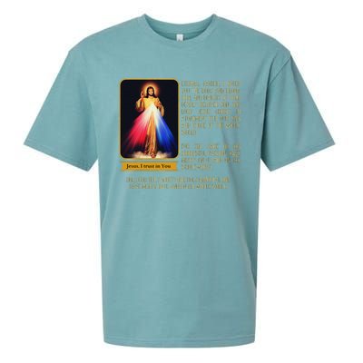 Divine Mercy Jesus Image Chaplet Novena Prayer Catholic Sueded Cloud Jersey T-Shirt