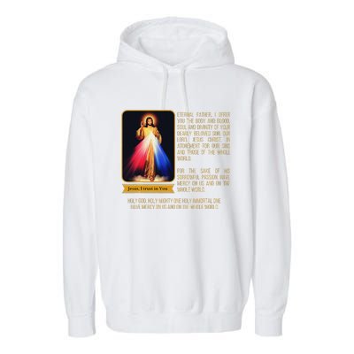 Divine Mercy Jesus Image Chaplet Novena Prayer Catholic Garment-Dyed Fleece Hoodie