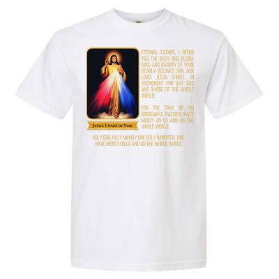 Divine Mercy Jesus Image Chaplet Novena Prayer Catholic Garment-Dyed Heavyweight T-Shirt