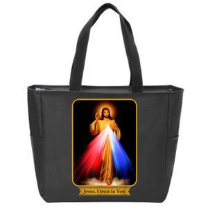 Divine Mercy Jesus I Trust In You Catholic Zip Tote Bag