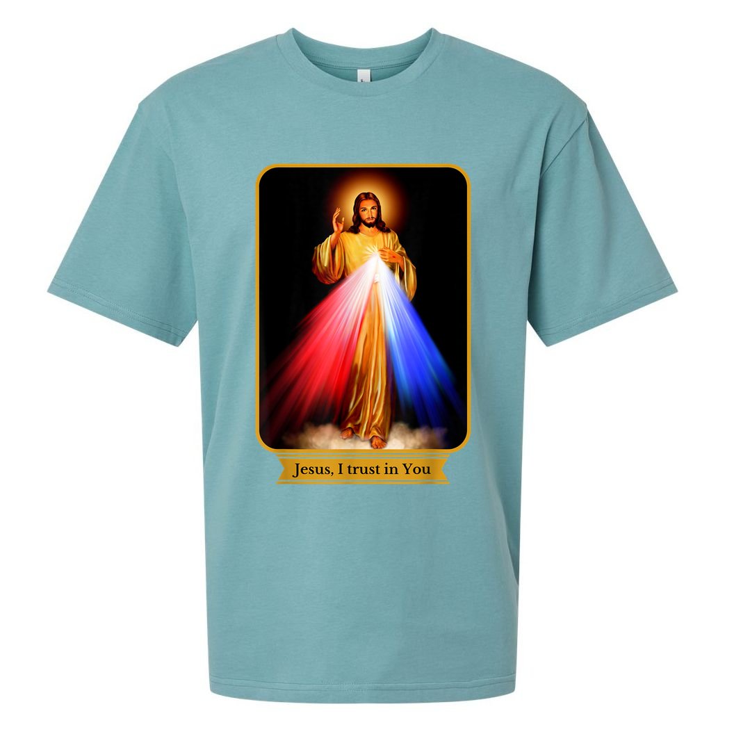 Divine Mercy Jesus I Trust In You Catholic Sueded Cloud Jersey T-Shirt