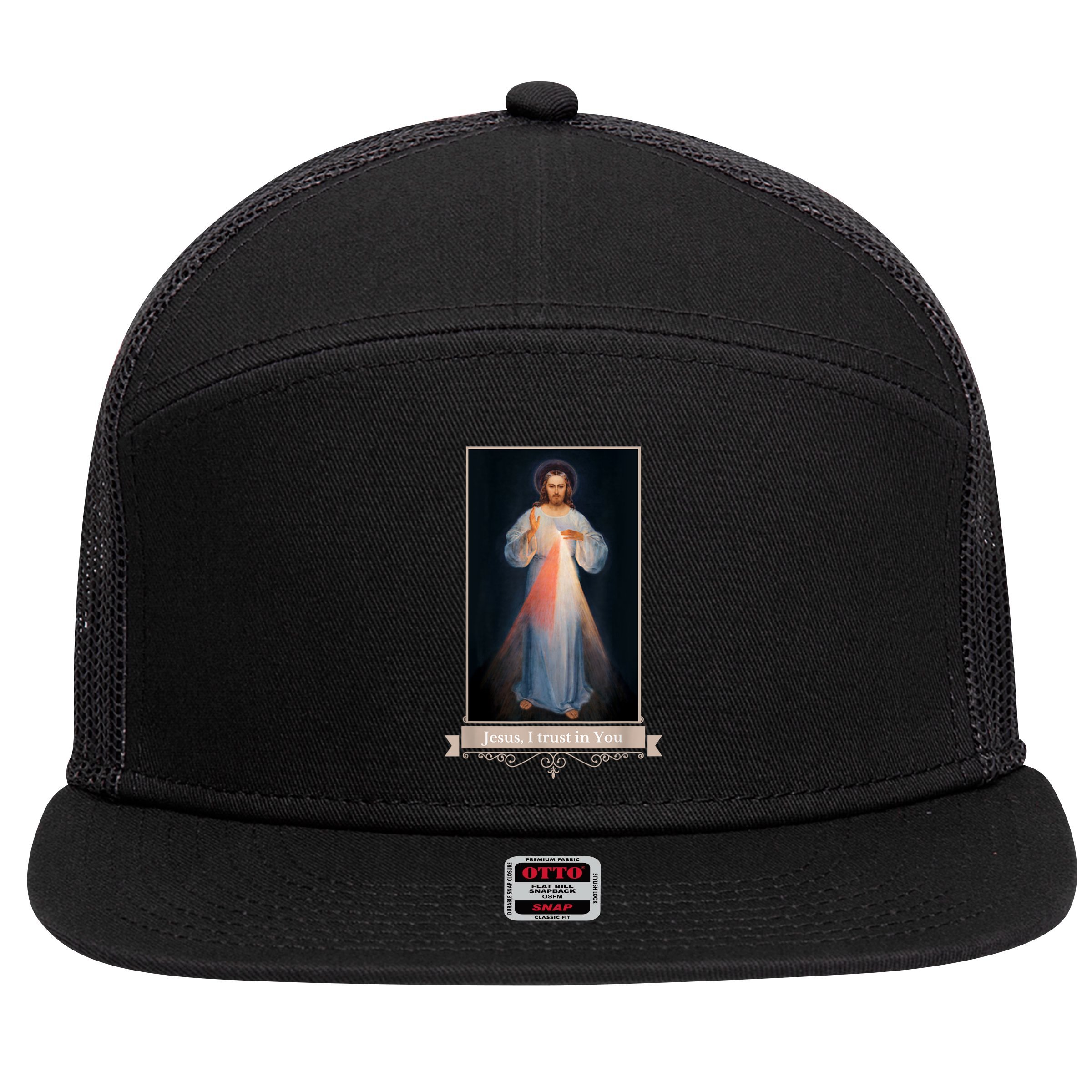 Divine Mercy Jesus I Trust In You Catholic Religious 7 Panel Mesh Trucker Snapback Hat