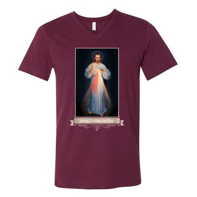 Divine Mercy Jesus I Trust In You Catholic Religious V-Neck T-Shirt