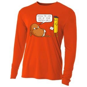 Draw Me Like One Of Your French Girls Fries Potato Funny Cooling Performance Long Sleeve Crew