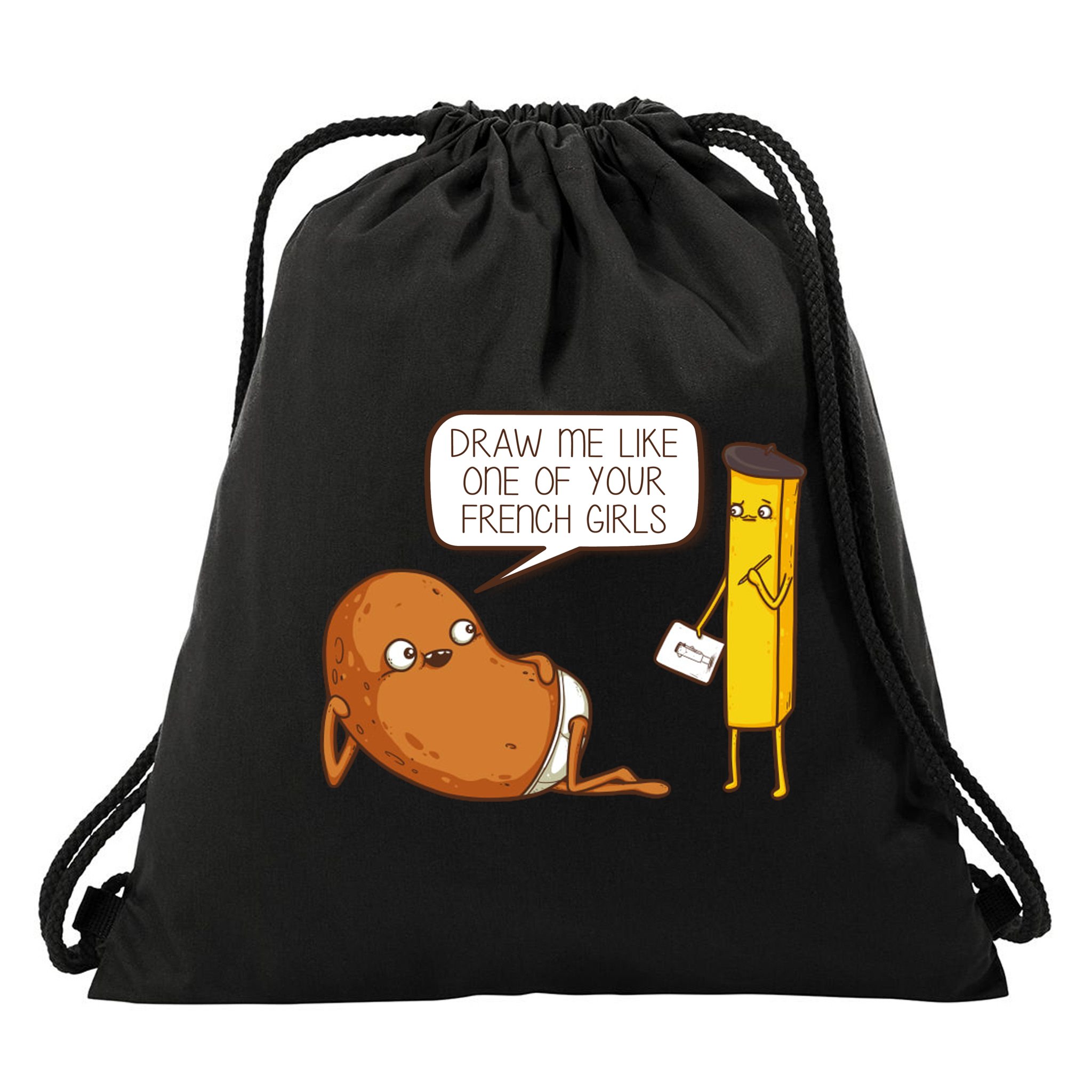 Draw Me Like One Of Your French Girls Fries Potato Funny Drawstring Bag