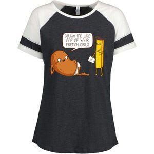 Draw Me Like One Of Your French Girls Fries Potato Funny Enza Ladies Jersey Colorblock Tee