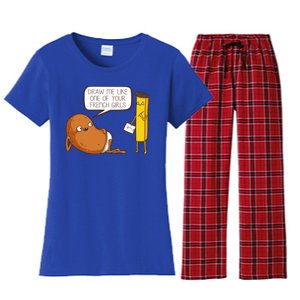 Draw Me Like One Of Your French Girls Fries Potato Funny Women's Flannel Pajama Set