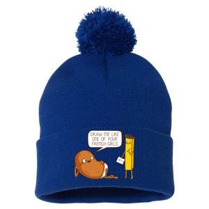 Draw Me Like One Of Your French Girls Fries Potato Funny Pom Pom 12in Knit Beanie