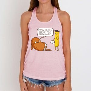 Draw Me Like One Of Your French Girls Fries Potato Funny Women's Knotted Racerback Tank