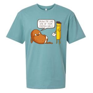 Draw Me Like One Of Your French Girls Fries Potato Funny Sueded Cloud Jersey T-Shirt