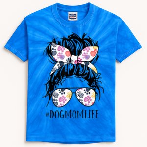 Dog Mom Life Messy Bun Hair Mothers Day Animal Gift Kids Tie-Dye T-Shirt