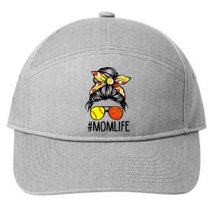 Dy Mom Life Softball Basketball Mommy Mothers Day Messy Bun 7-Panel Snapback Hat