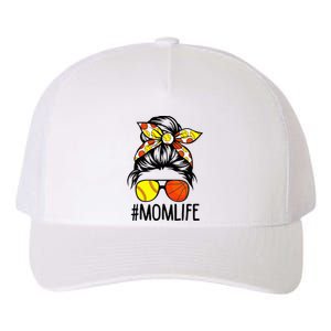 Dy Mom Life Softball Basketball Mommy Mothers Day Messy Bun Yupoong Adult 5-Panel Trucker Hat