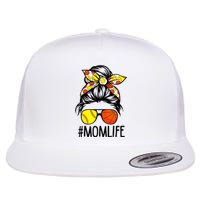 Dy Mom Life Softball Basketball Mommy Mothers Day Messy Bun Flat Bill Trucker Hat