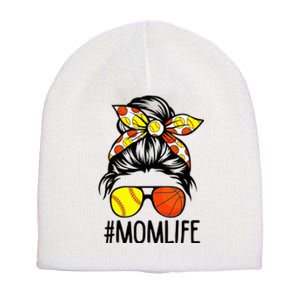 Dy Mom Life Softball Basketball Mommy Mothers Day Messy Bun Short Acrylic Beanie