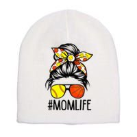 Dy Mom Life Softball Basketball Mommy Mothers Day Messy Bun Short Acrylic Beanie