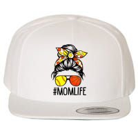 Dy Mom Life Softball Basketball Mommy Mothers Day Messy Bun Wool Snapback Cap