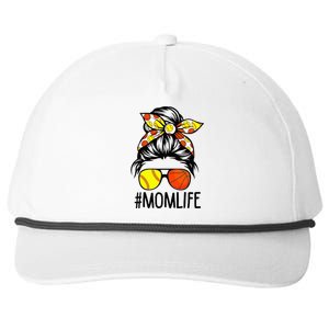 Dy Mom Life Softball Basketball Mommy Mothers Day Messy Bun Snapback Five-Panel Rope Hat