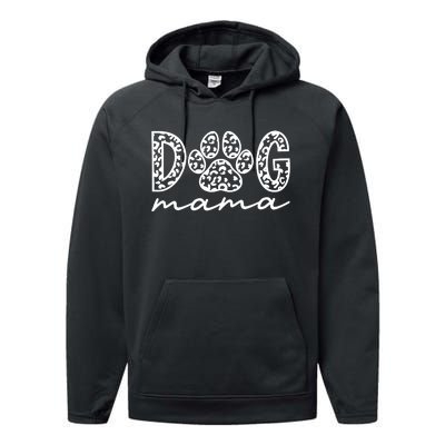 Dog Mama Leopard Dog Mom Leopard Dog Lover Performance Fleece Hoodie