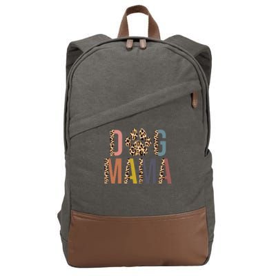 Dog Mama Leopard Paw Print Cotton Canvas Backpack