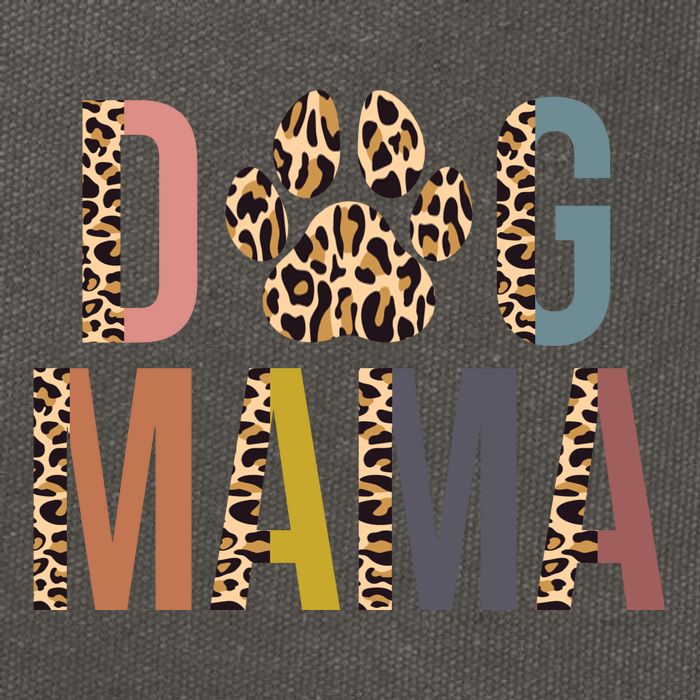 Dog Mama Leopard Paw Print Cotton Canvas Backpack