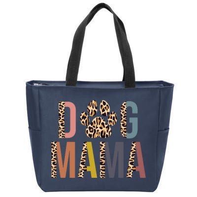 Dog Mama Leopard Paw Print Zip Tote Bag