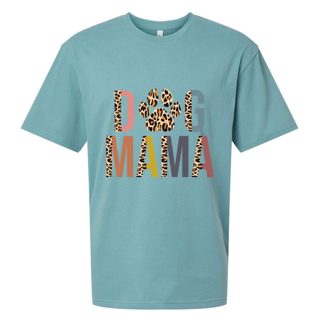 Dog Mama Leopard Paw Print Sueded Cloud Jersey T-Shirt