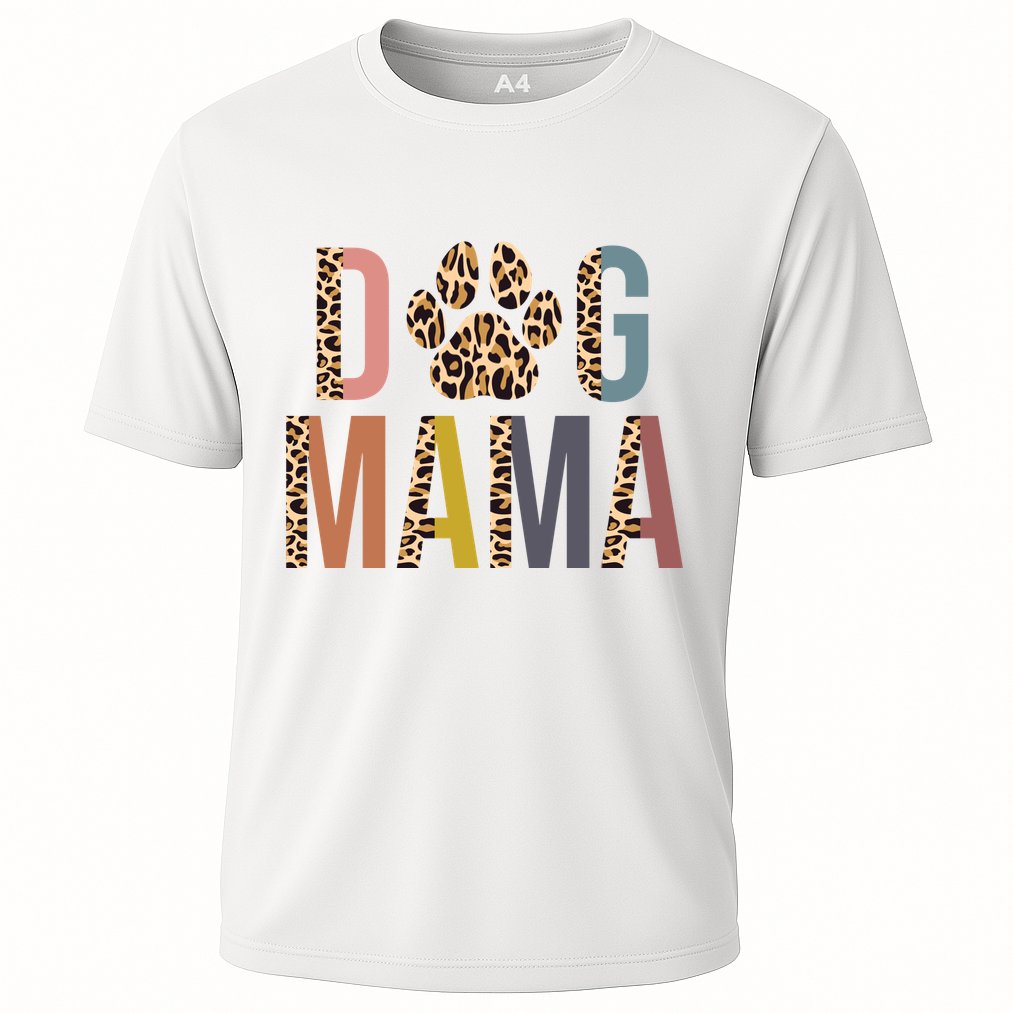 Dog Mama Leopard Paw Print Cooling Performance Crew T-Shirt