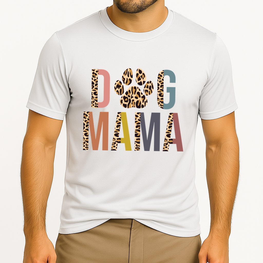 Dog Mama Leopard Paw Print Cooling Performance Crew T-Shirt