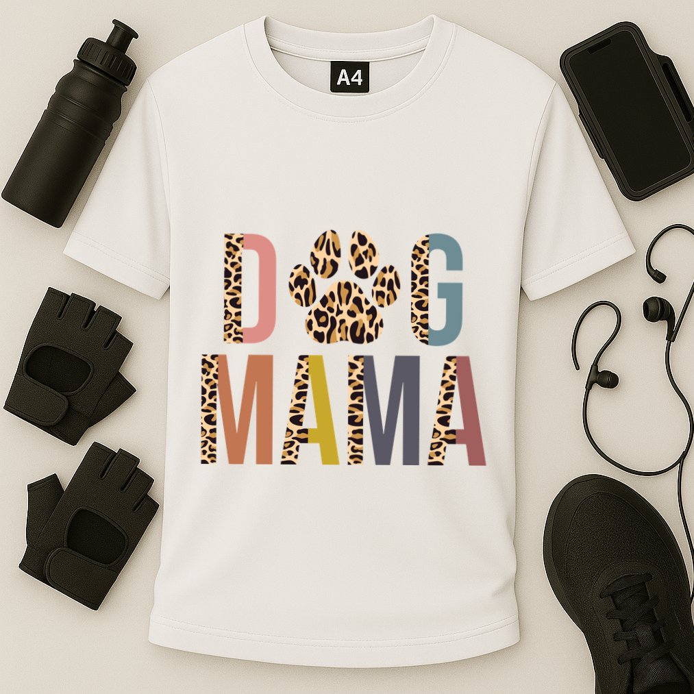 Dog Mama Leopard Paw Print Cooling Performance Crew T-Shirt