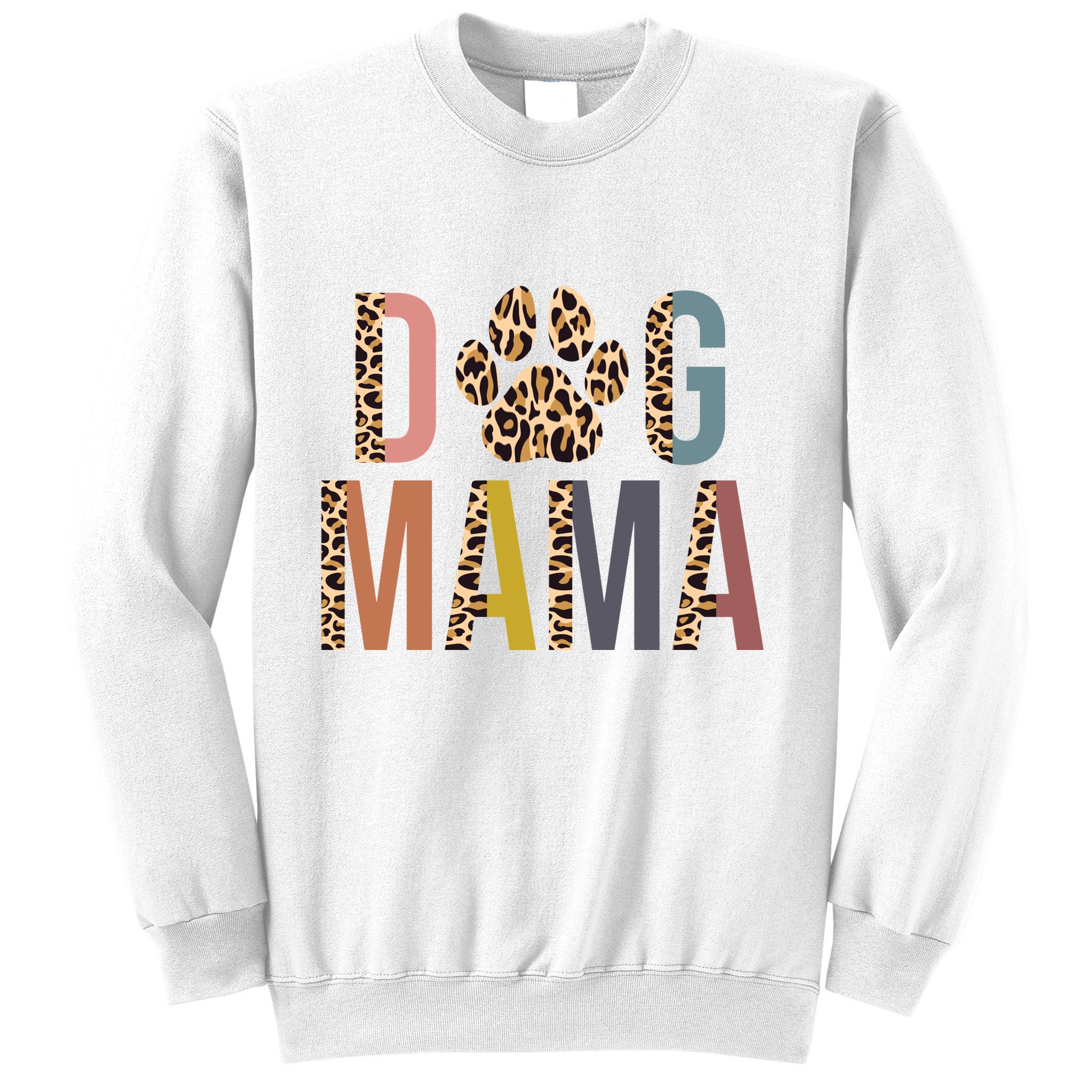 Dog Mama Leopard Paw Print Sweatshirt