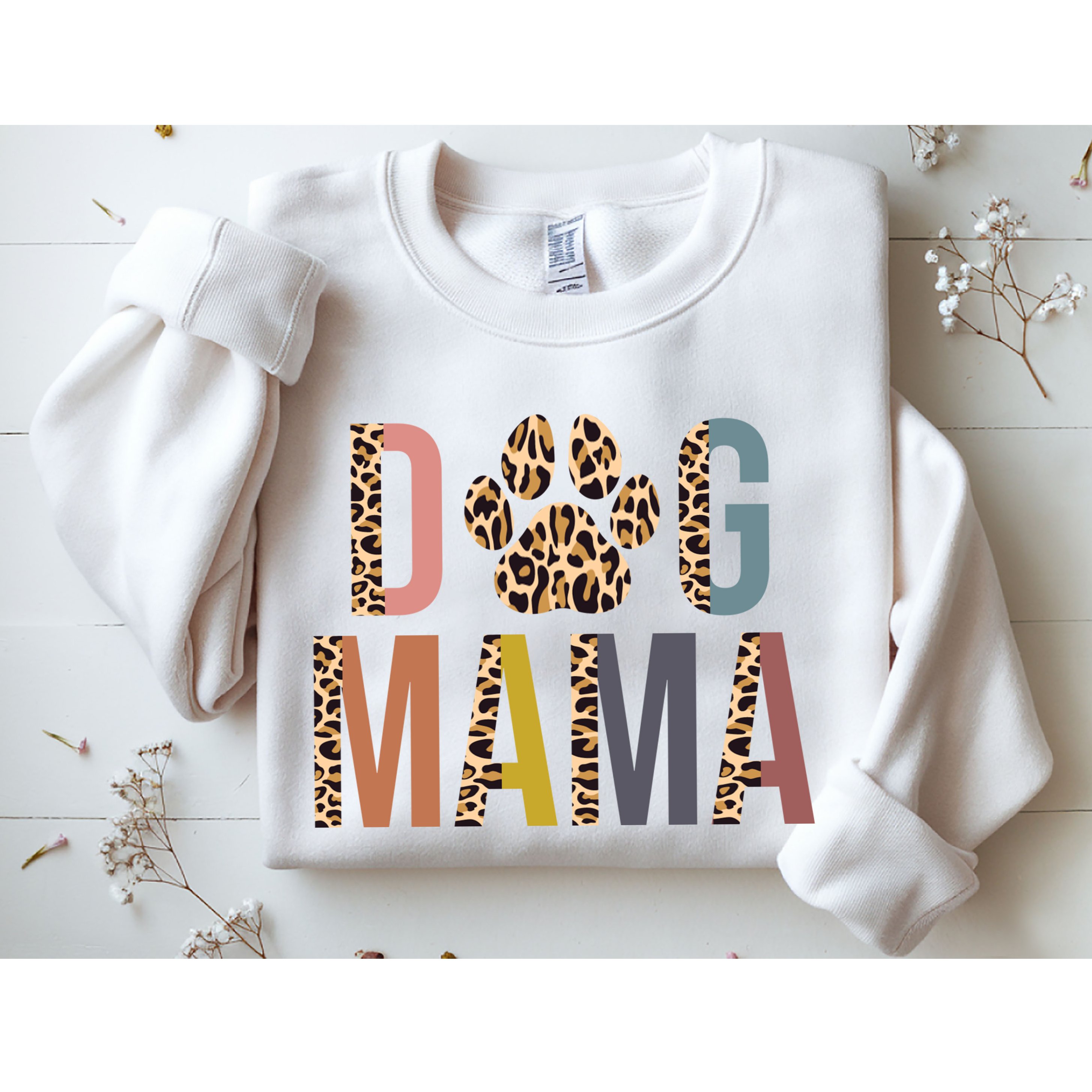 Dog Mama Leopard Paw Print Sweatshirt