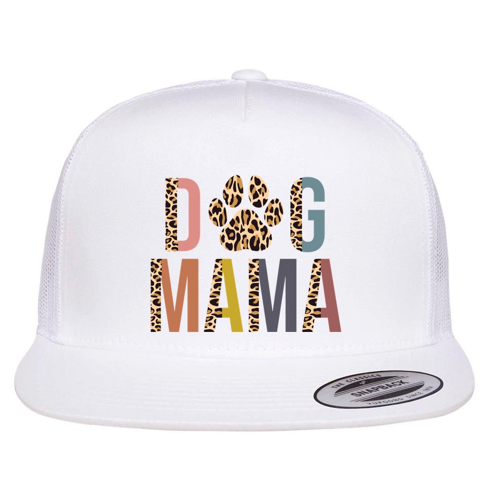 Dog Mama Leopard Paw Print Flat Bill Trucker Hat