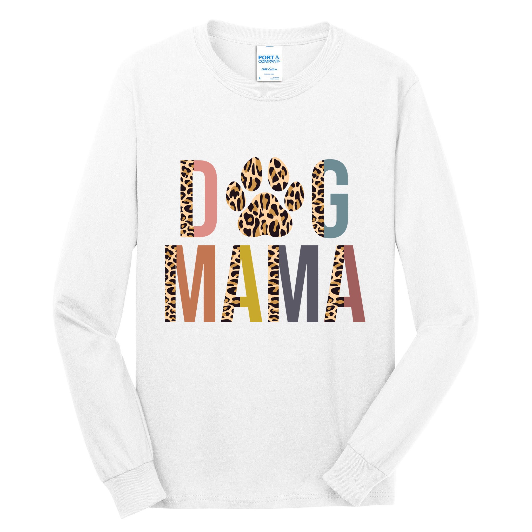 Dog Mama Leopard Paw Print Tall Long Sleeve T-Shirt