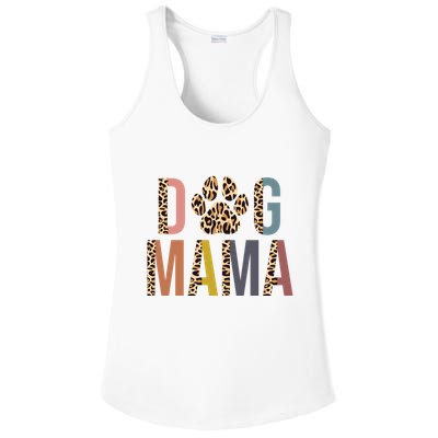 Dog Mama Leopard Paw Print Ladies PosiCharge Competitor Racerback Tank