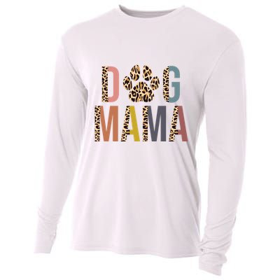 Dog Mama Leopard Paw Print Cooling Performance Long Sleeve Crew