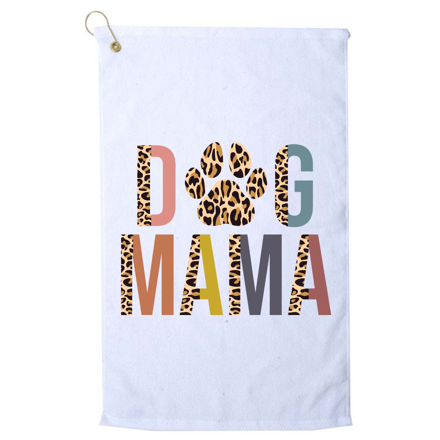 Dog Mama Leopard Paw Print Golf Towel