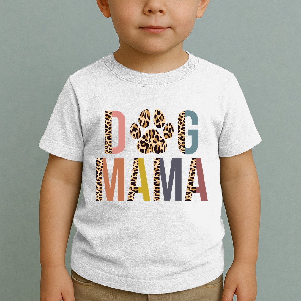 Dog Mama Leopard Paw Print Toddler T-Shirt
