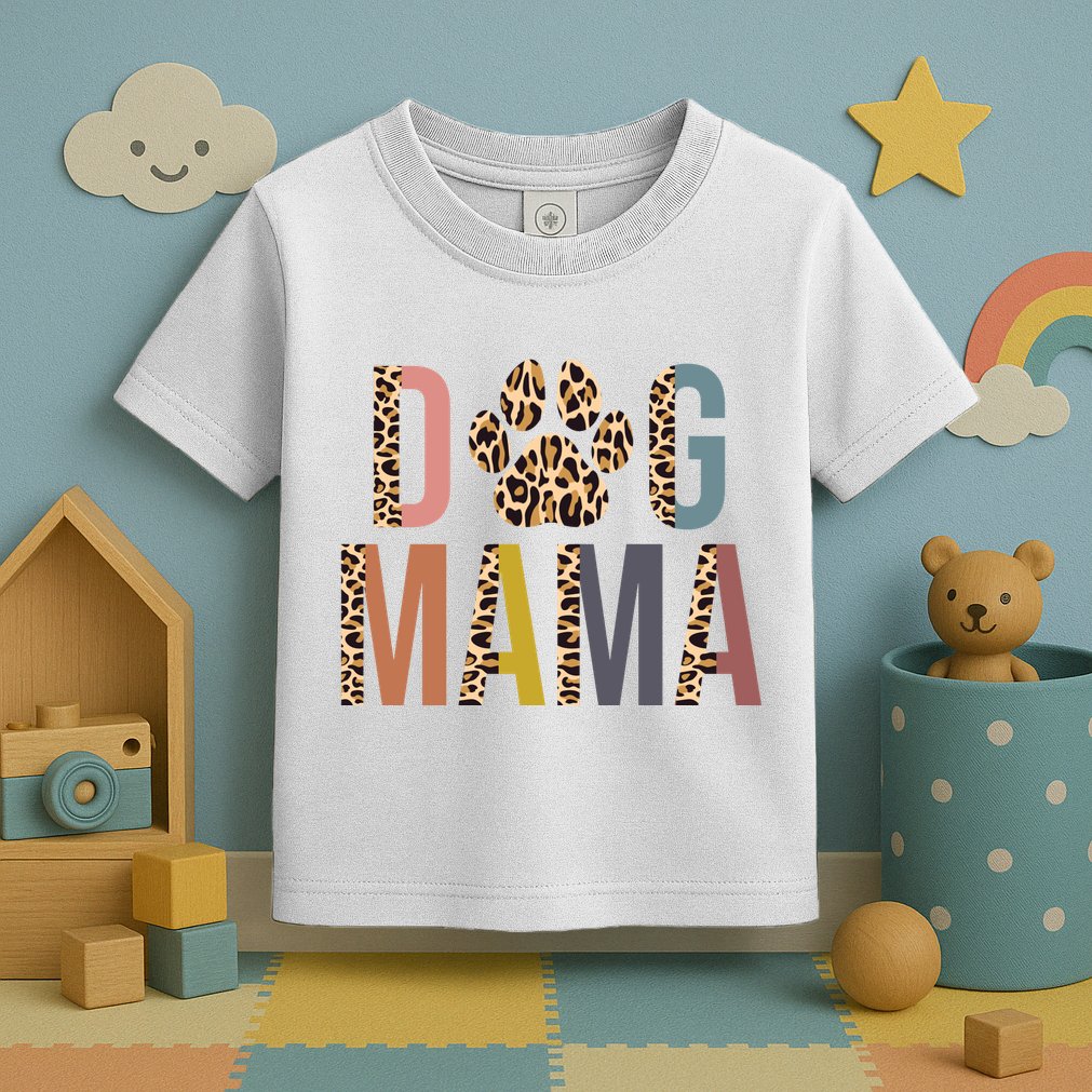 Dog Mama Leopard Paw Print Toddler T-Shirt