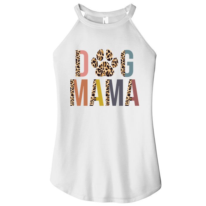 Dog Mama Leopard Paw Print Women's Perfect Tri Rocker Tank