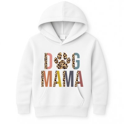 Dog Mama Leopard Paw Print Kids Hoodie