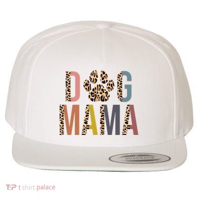 Dog Mama Leopard Paw Print Wool Snapback Cap