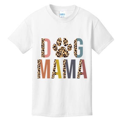 Dog Mama Leopard Paw Print Kids T-Shirt