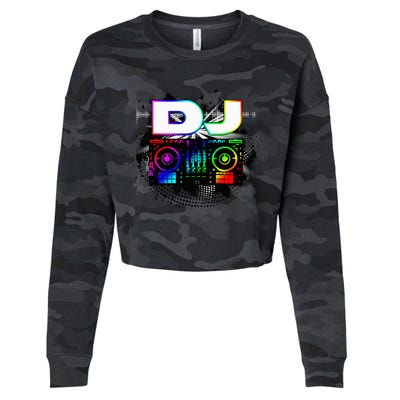 Dj Music Lover Music Player Sound Cool Funny Gift Cropped Pullover Crew